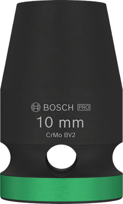 Vaso de impacto Bosch PRO de 1/2" y 10 mm con anillo verde.